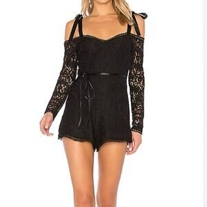 NWT Alexis Black Lace off the Shoulder Romper size Small